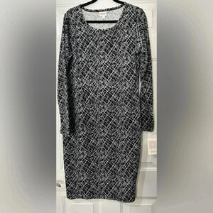 2XL LuLaRoe Black & White Print Long Sleeve Dress NWT